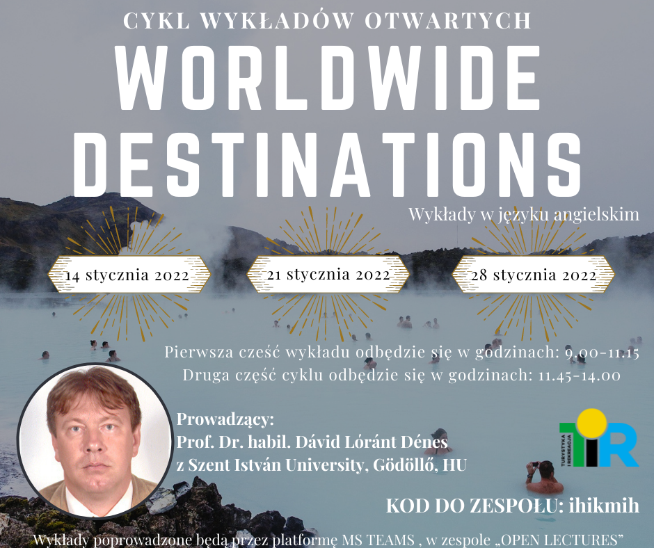 plakat reklamujący wykład "Worldwide Destinations"